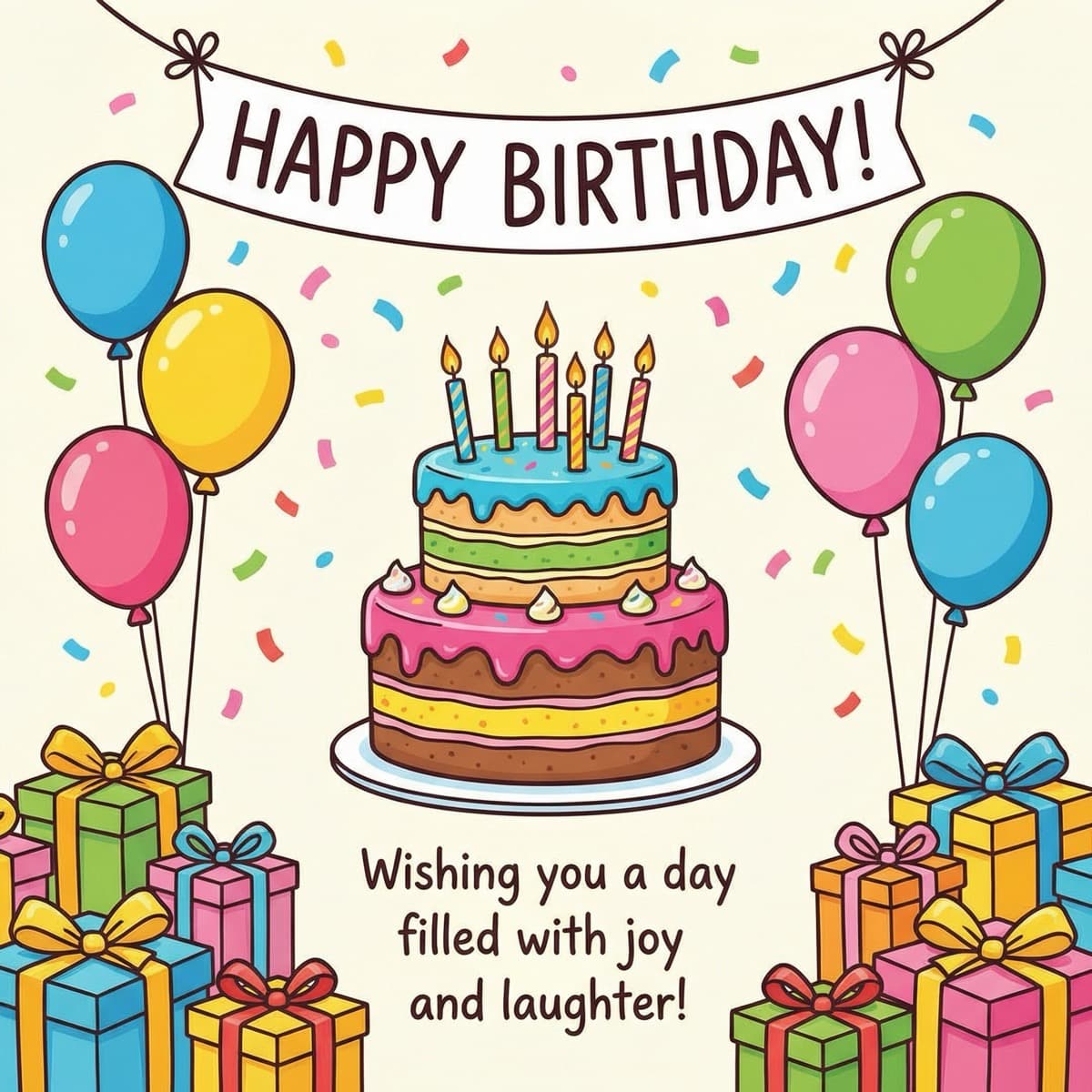 Праздничный торт на день рождения — AI-генерация