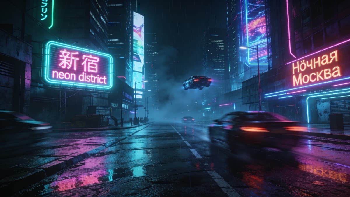 Киберпанк-город, сгенерированный Seedream 3.0